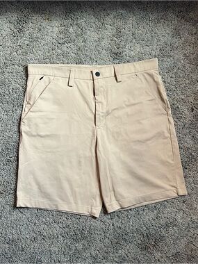 STYLUS Men's Light Beige Flat-Front Shorts Sz 36